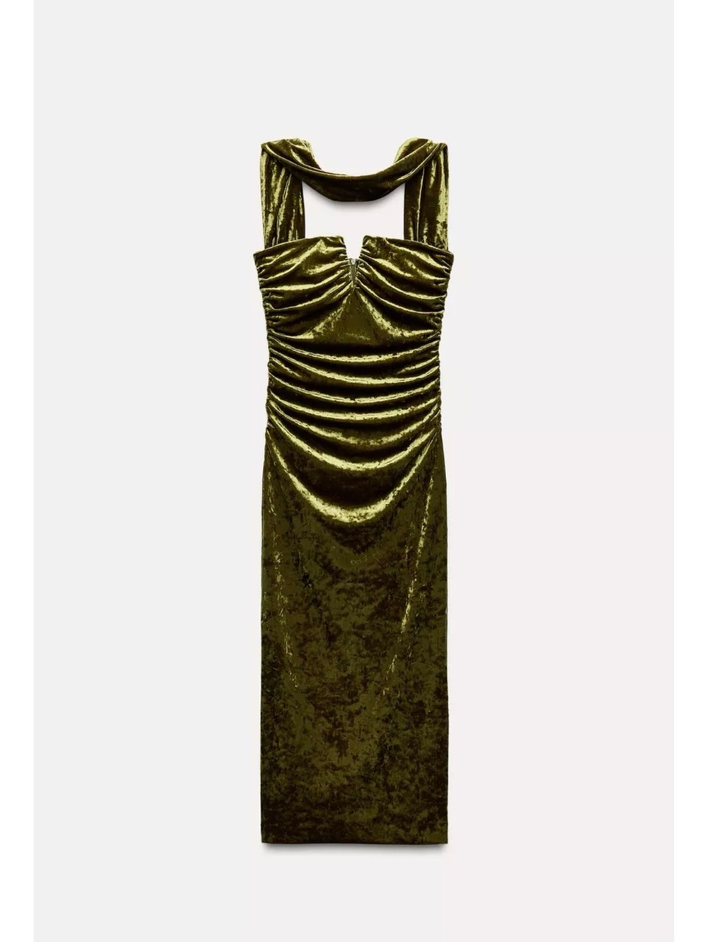 Zara Strapless Green Velvet Dress - L
